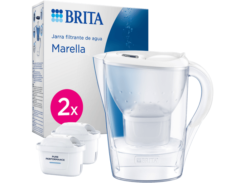 Jarra Filtrante - BRITA Marella, indicador digital, tapa abatible, incluye 1 filtro MAXTRA PRO Pure Performance
