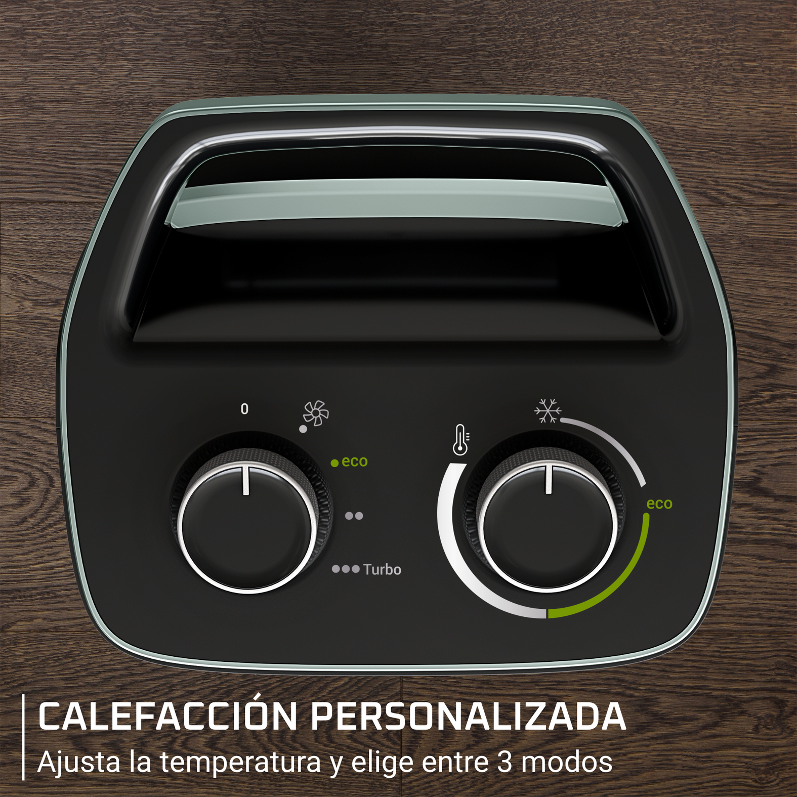 Calefacción personalizada. Ajusta la temperatura y elige entre 3 modos.