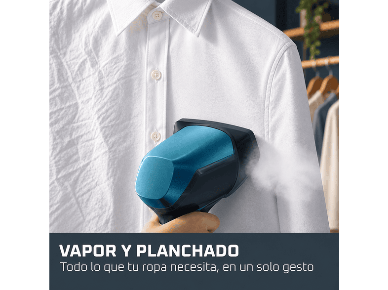 Cepillo de vapor - Rowenta AeroSteam Elite DR9920, Plancha 2 en 1, Vapor y succión, Depósito 200 ml, Interfaz táctil con 3 modos, Azul – imagen 2