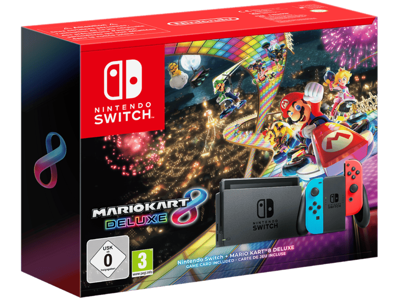 Consola - Nintendo Switch + Mario Kart 8 Deluxe, 6.2", 32 GB, Negro