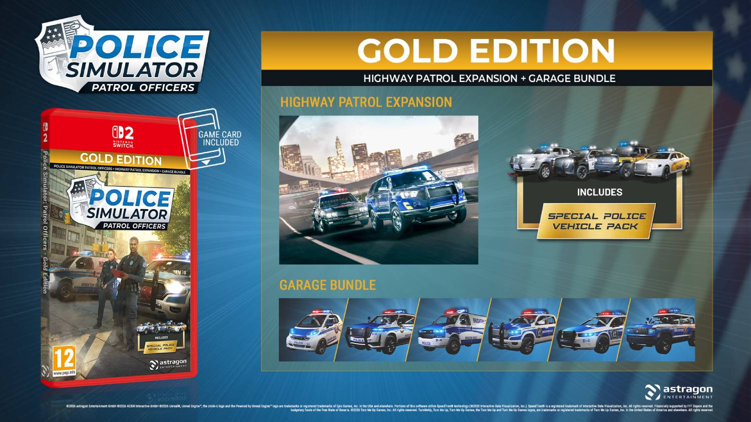 Police Simulator Gold Edition para Nintendo Switch con expansiones y vehículos.