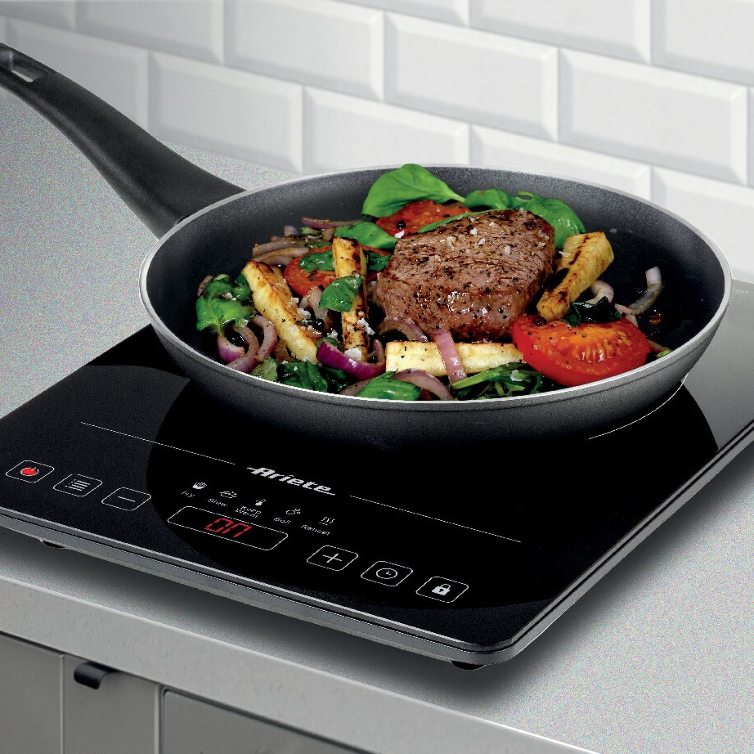 PIASTRA A INDUZIONE ARIETE PIASTRA INDUZIONE SINGOLA, Assorbimento potenza 2000 W, Zone di cottura 1, Dimensione prima piastra di cottura 28 mm, Nero