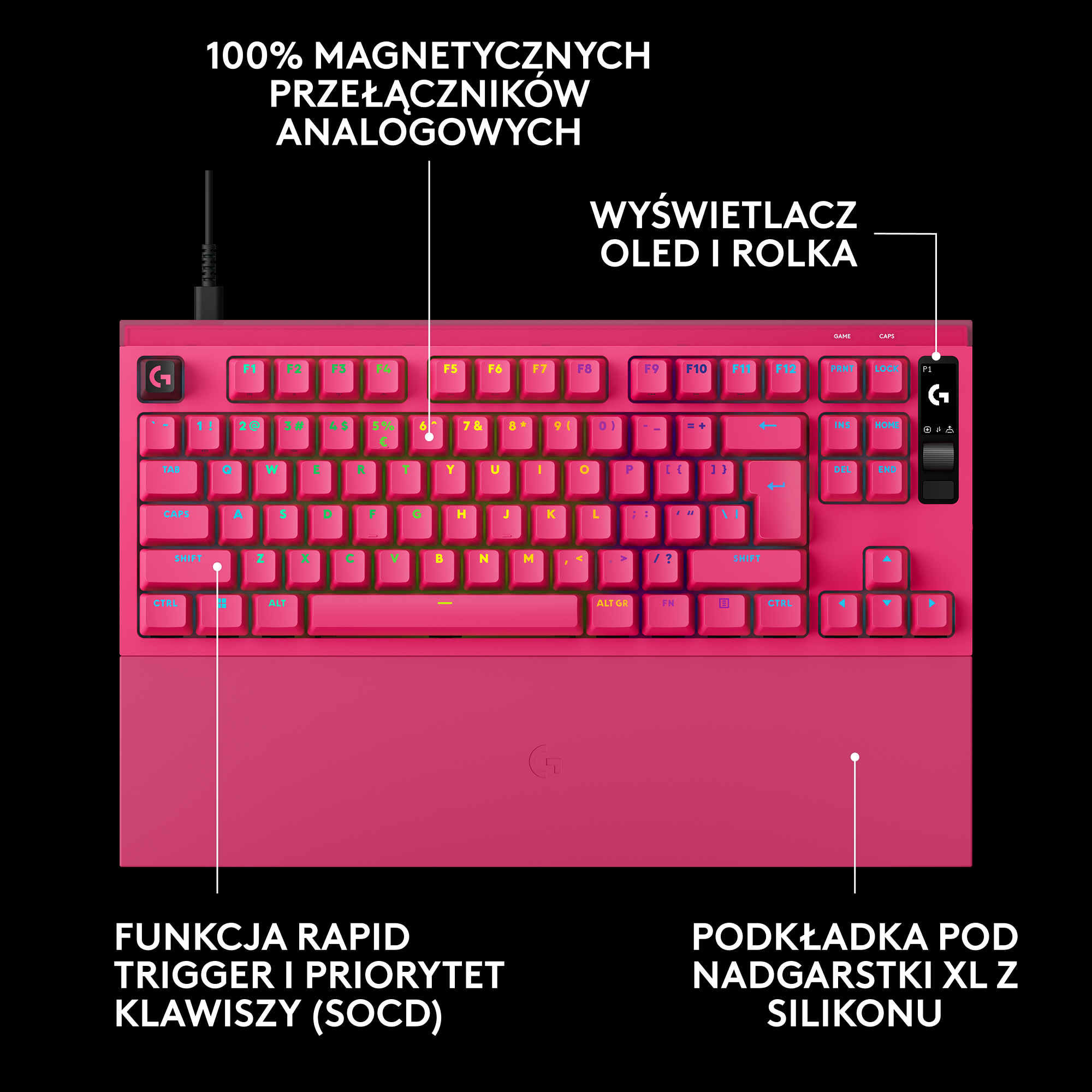 Klawiatura LOGITECH Pro X2 Rapid Różowy