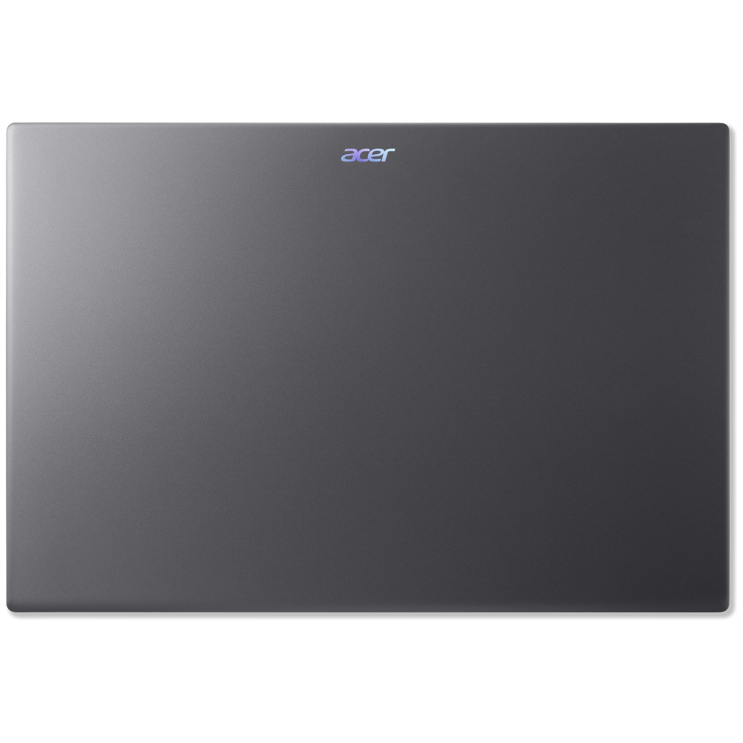 Gesloten donkergrijze Acer-laptop van boven gezien met gecentreerd logo.