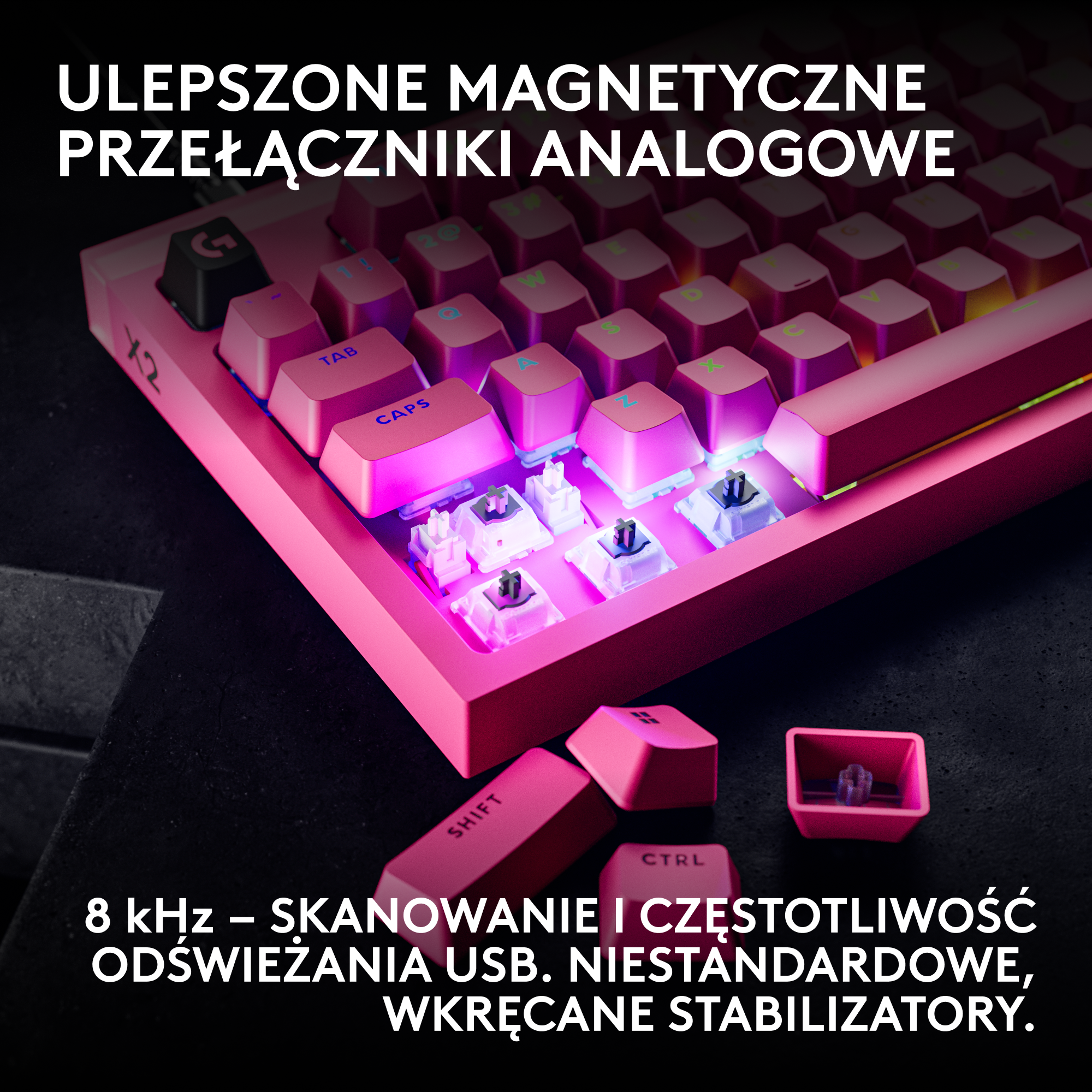 Klawiatura LOGITECH Pro X2 Rapid Różowy