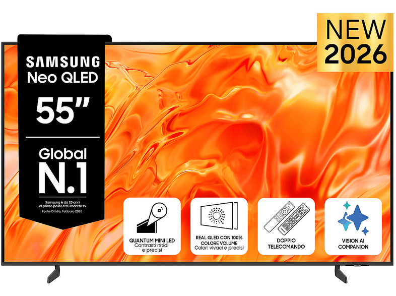 SAMSUNG QE55QN70HAUXZT TV MINI LED, SMART TV, 55 ", Mini Processore NQ4 AI Processor, Black, Classe E