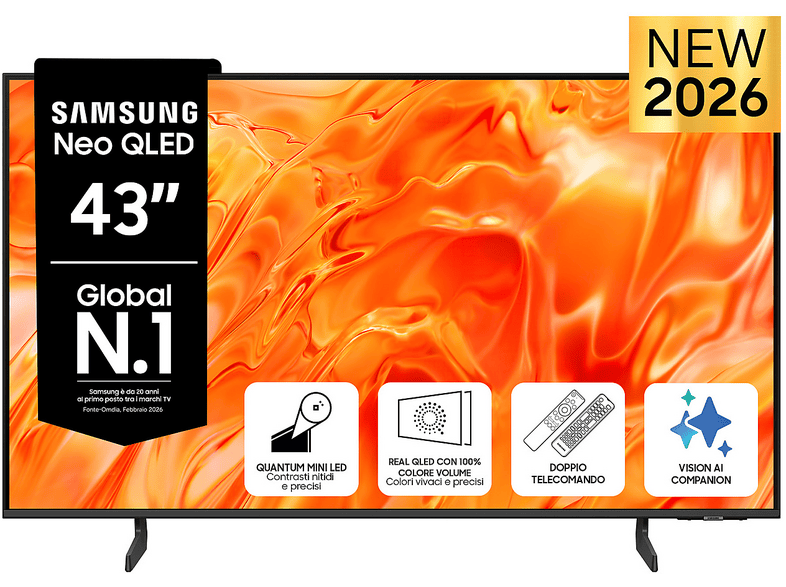SAMSUNG QE43QN70HAUXZT TV Mini LED, SMART TV, 43 ", Processore NQ4 AI Processor, Black, Classe F