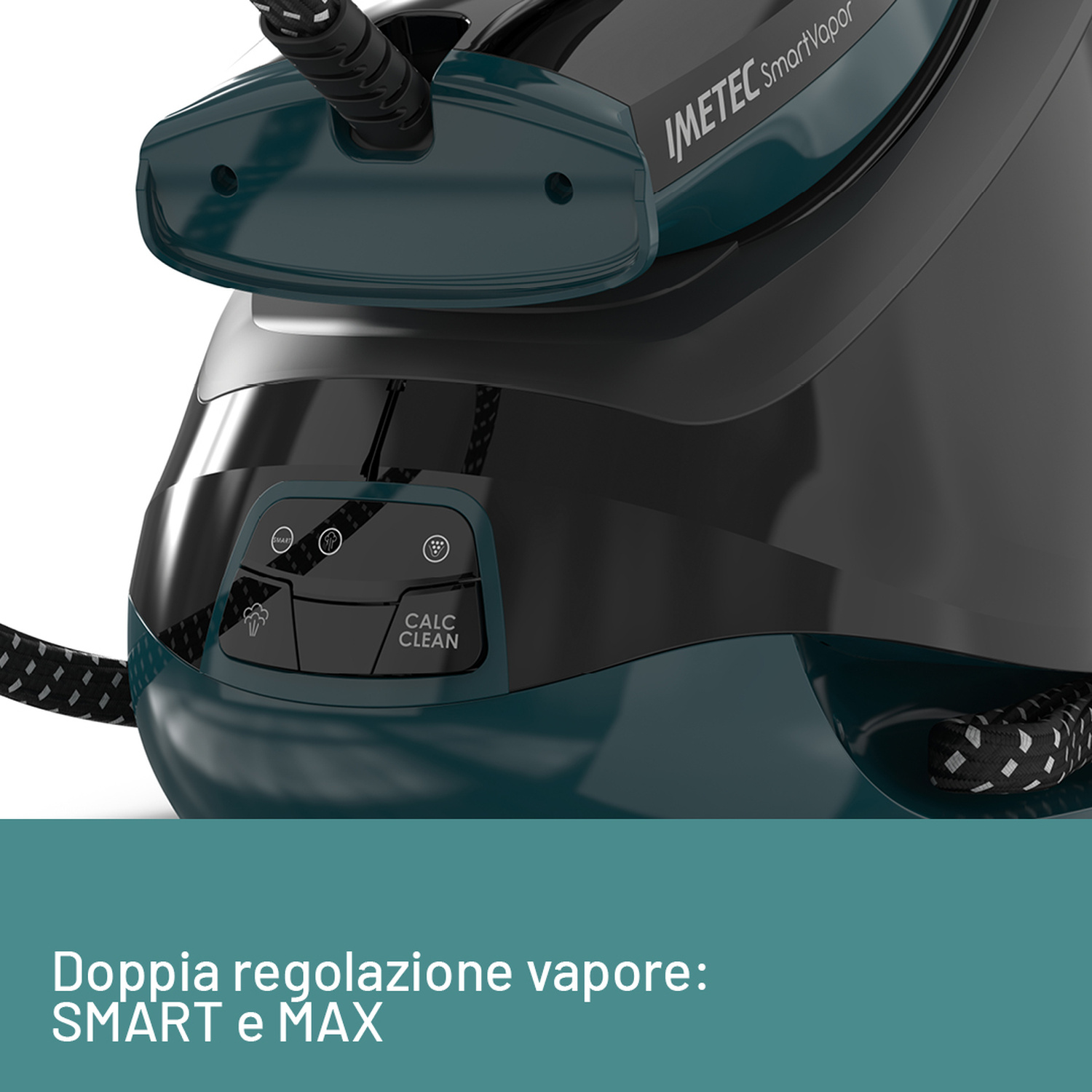 FERRO A VAPORE IMETEC SMARTVAPOR, Potenza 2400 W, Potenza pompa 6 bar, Vapore continuo fino a  350 g/min, Sistema anticalcare integrato, Capacità serbatoio 1,8 l, Piastra in Piastra in ceramica