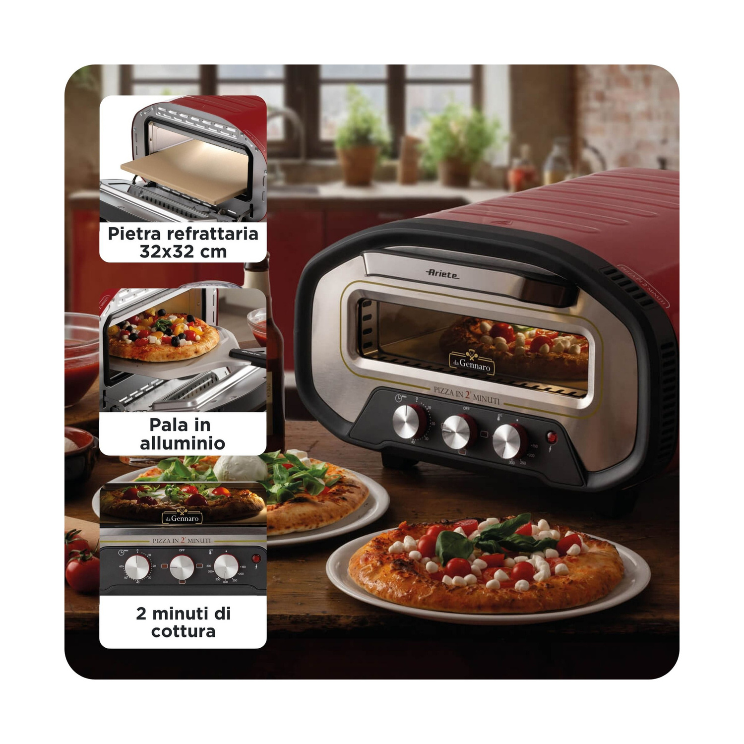 FORNETTO ELETTRICO ARIETE FORNO PIZZA DA GENNARO, Assorbimento max 2200 W