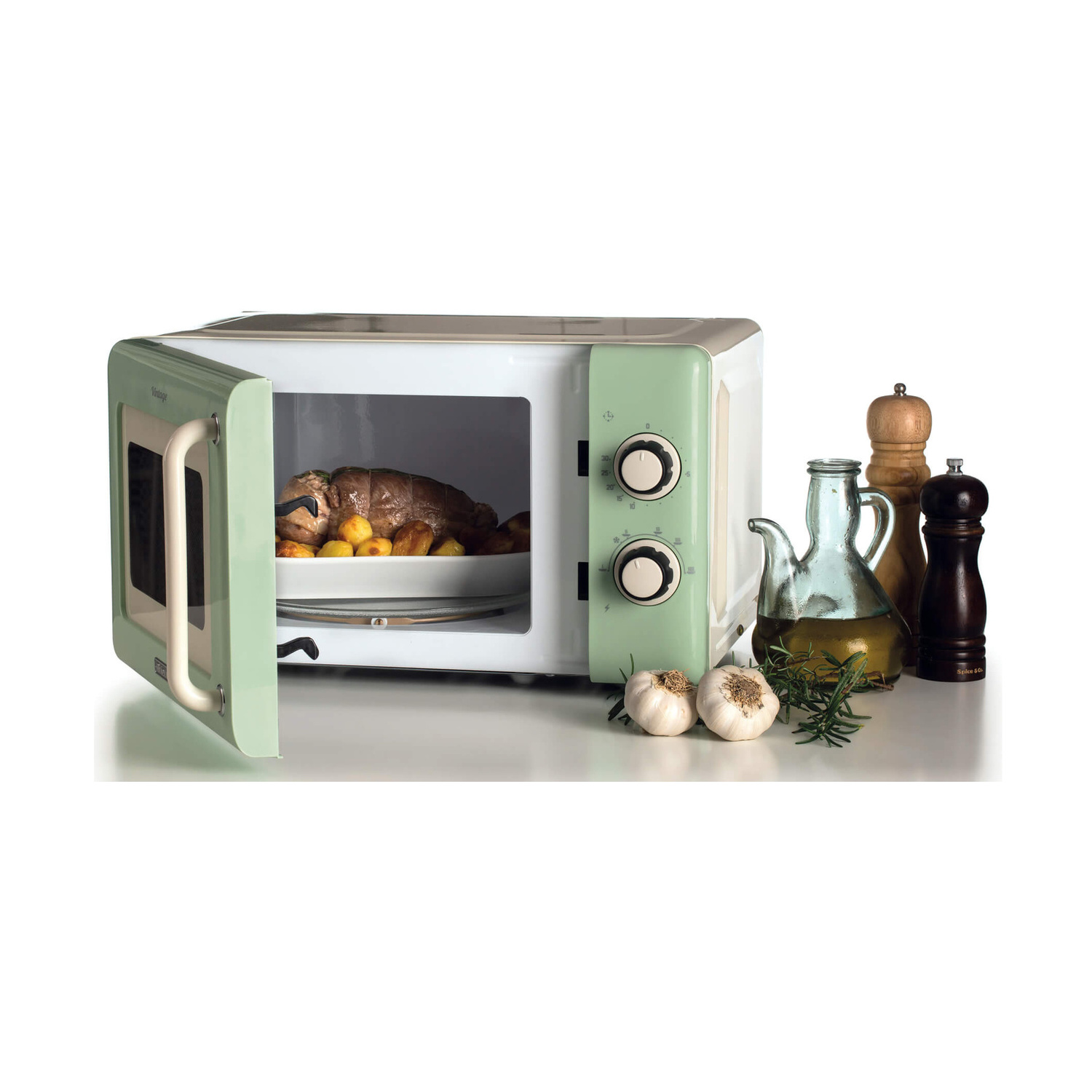 MICROONDE ARIETE FORNO MW VINTAGE 20 LT, capacità 20 l, potenza microonde max 800 W, 6 livelli di potenza, Verde