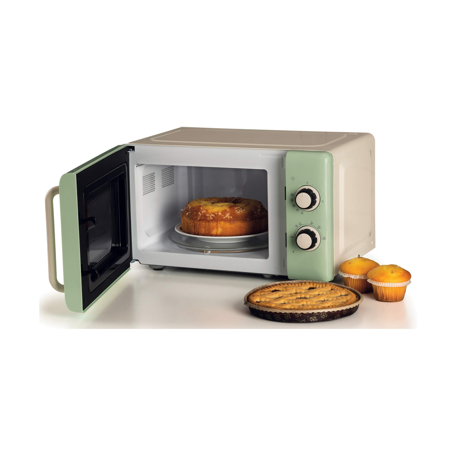 MICROONDE ARIETE FORNO MW VINTAGE 20 LT, capacità 20 l, potenza microonde max 800 W, 6 livelli di potenza, Verde