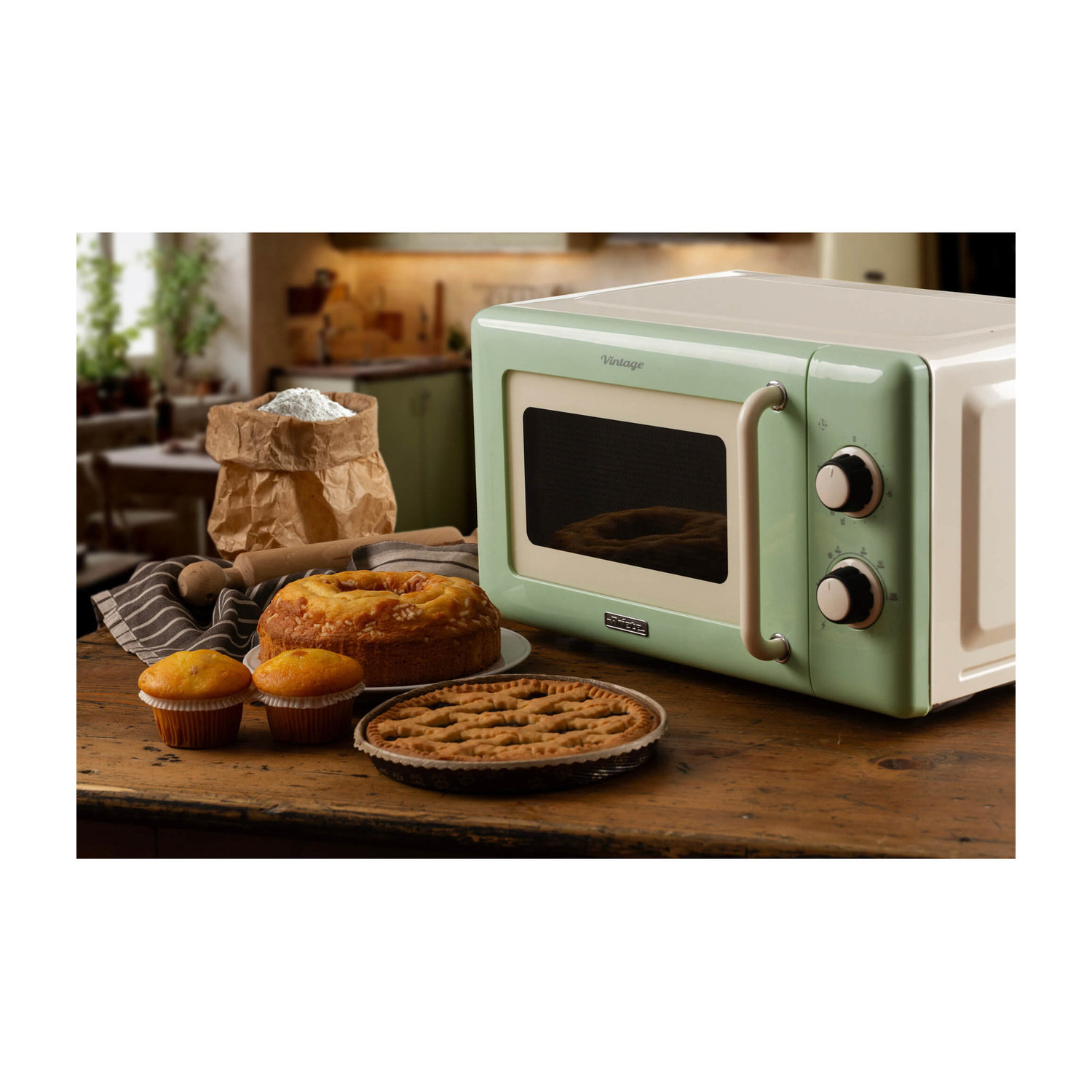 MICROONDE ARIETE FORNO MW VINTAGE 20 LT, capacità 20 l, potenza microonde max 800 W, 6 livelli di potenza, Verde