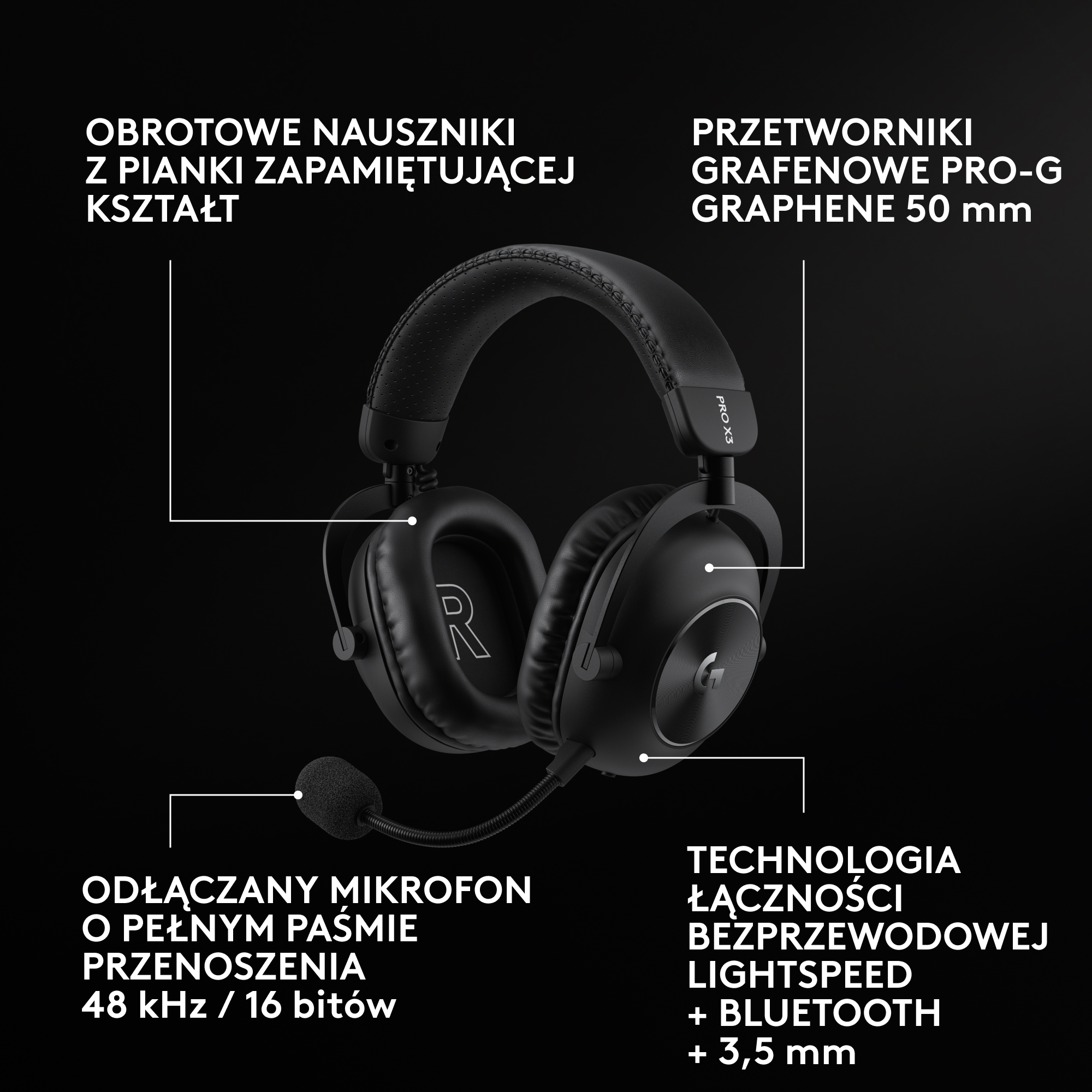 Słuchawki LOGITECH Pro X3 Lightspeed Czarny