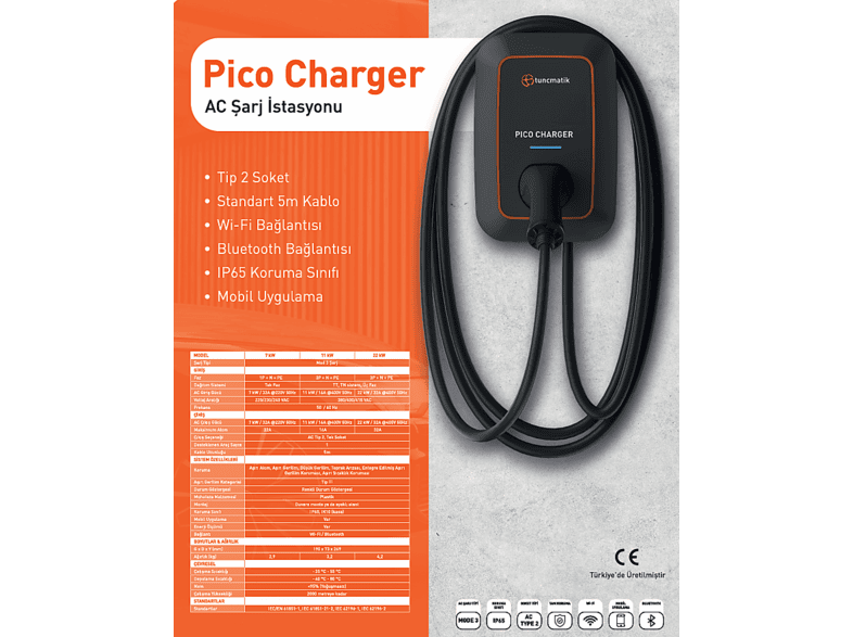 TUNCMATIK TSK16059 Pico Ccharger 11 kW Araç Şarj Cihazı Fiyat