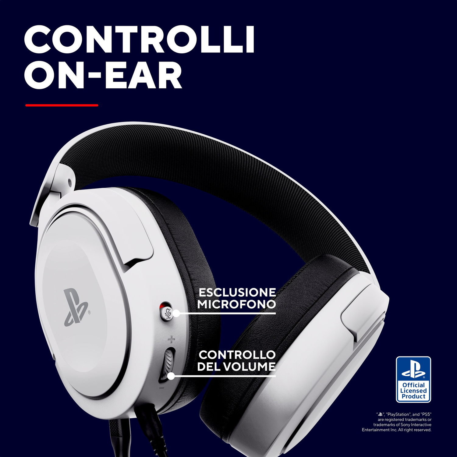 TRUST GXT498W FORTA HEADSET PS5 CUFFIE, White/Black