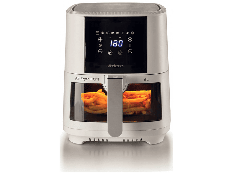 ARIETE AIR FRYER 6 L FRIGGITRICE AD ARIA, capacità l, Max potenza 1300 W, Bianco
