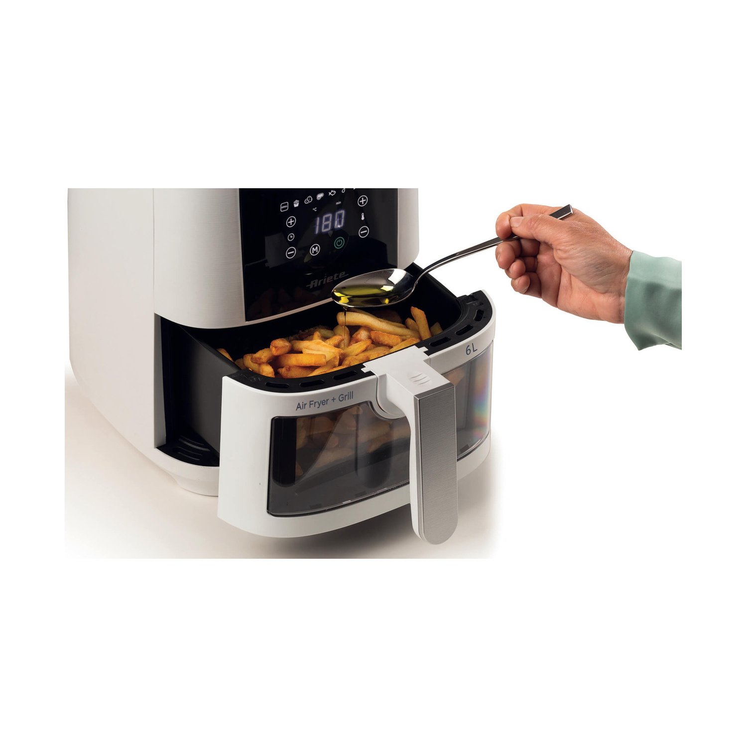 ARIETE AIR FRYER 6 L FRIGGITRICE AD ARIA, capacità 6 l, Max potenza 1300 W, Bianco