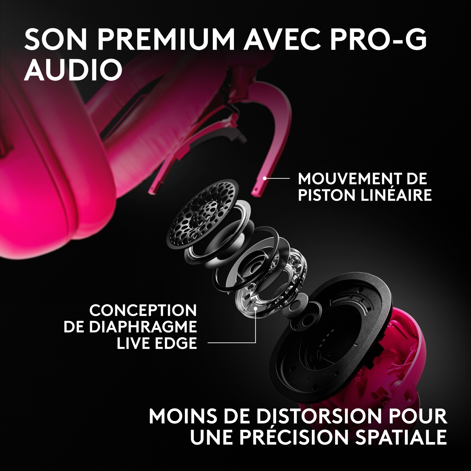 LOGITECH G PRO X3 LIGHTSPEED Over-ear Casque gaming Magenta