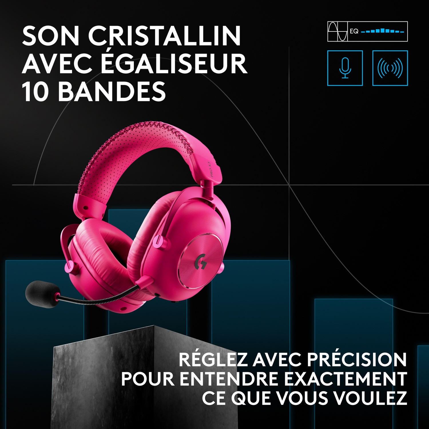 LOGITECH G PRO X3 LIGHTSPEED Over-ear Casque gaming Magenta