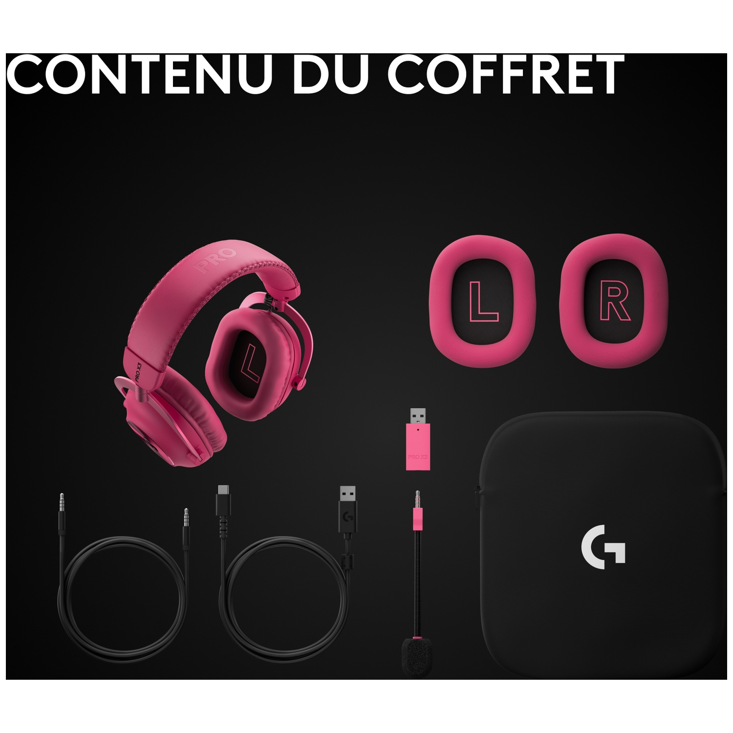 LOGITECH G PRO X3 LIGHTSPEED Over-ear Casque gaming Magenta
