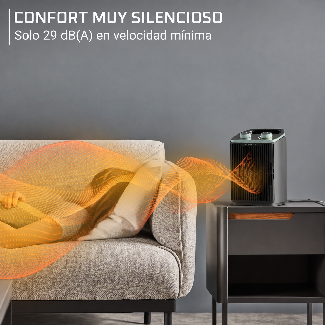 Calefactor portátil - Rowenta Intense Comfort, Silencioso, 2400 W, 3 modos, Apagado automatico, Asa de transporte, Compacto, Negro