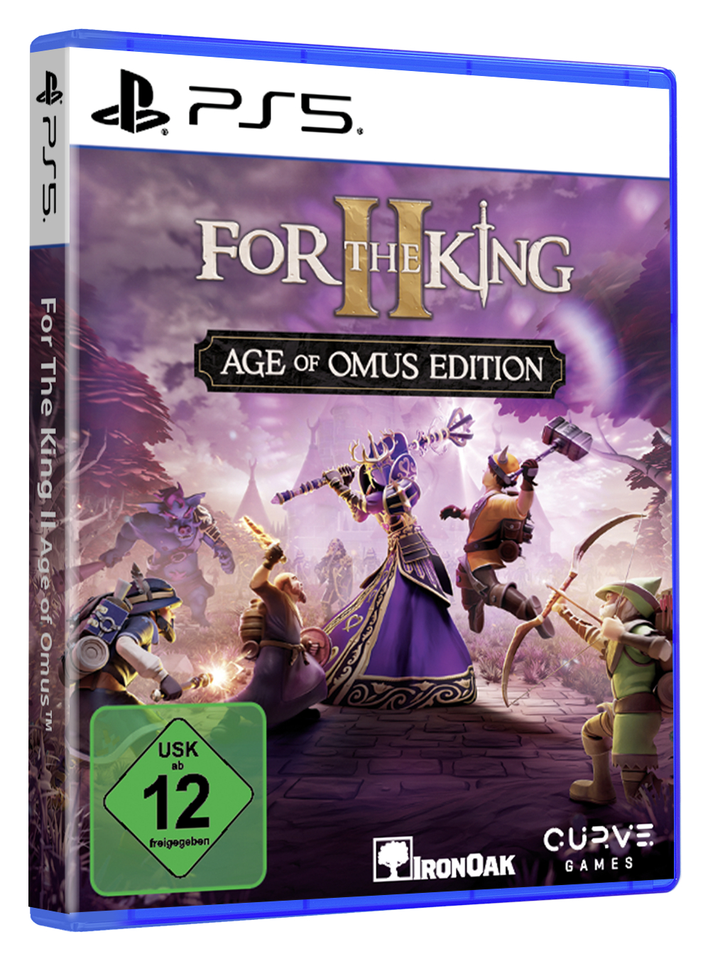 PlayStation-5-Spielhülle für For The King II Age of Omus Edition mit Figuren im Kampf.