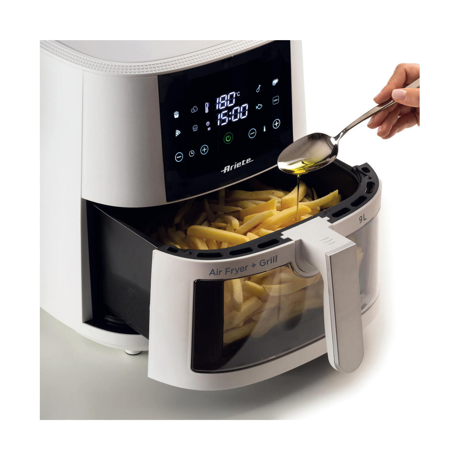 ARIETE AIR FRYER 9  FRIGGITRICE AD ARIA, capacità 9 l, Max potenza 1500 W, Bianco