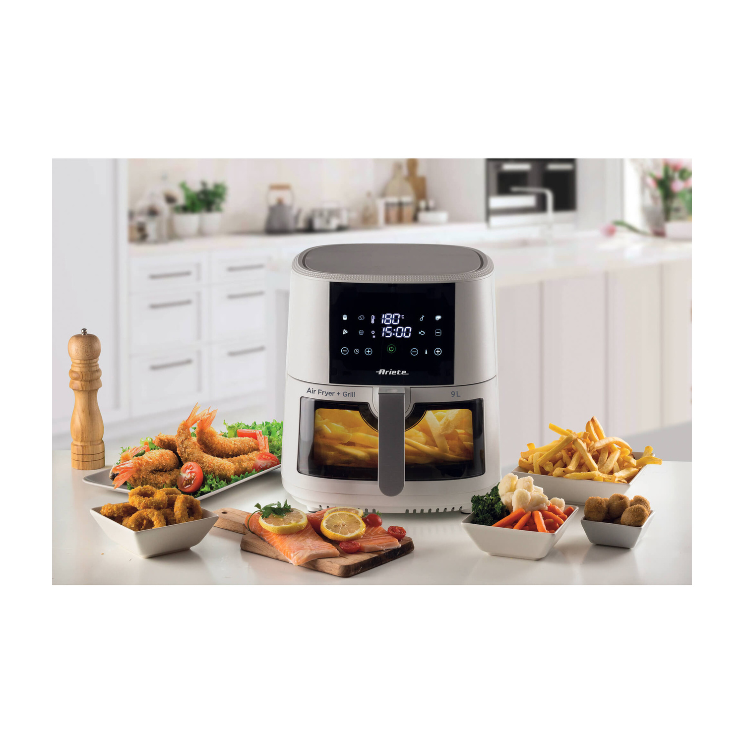 ARIETE AIR FRYER 9  FRIGGITRICE AD ARIA, capacità 9 l, Max potenza 1500 W, Bianco