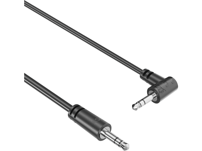 Cable audio - ISY IAU-1030, 0.5 m, Conector en ángulo 90 grados, Negro