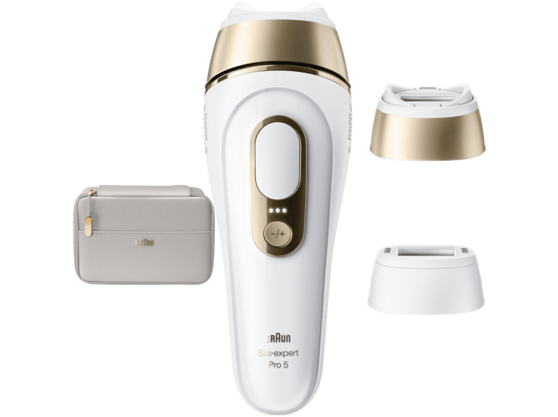 Braun Silk-expert Pro IPL PL5210 - Golden Ribbon IPL Haarentfernungsgerät (Weiß/Gold, mit 2 Aufsätze mit Tasche, Netzbetrieb)