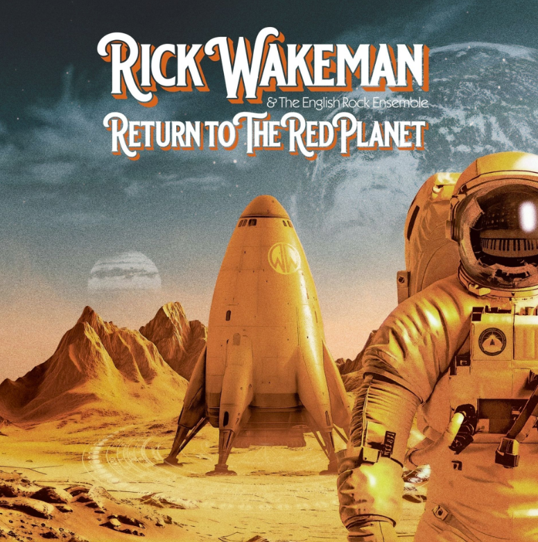 Albumcover mit Astronaut, Raumschiff und Text.