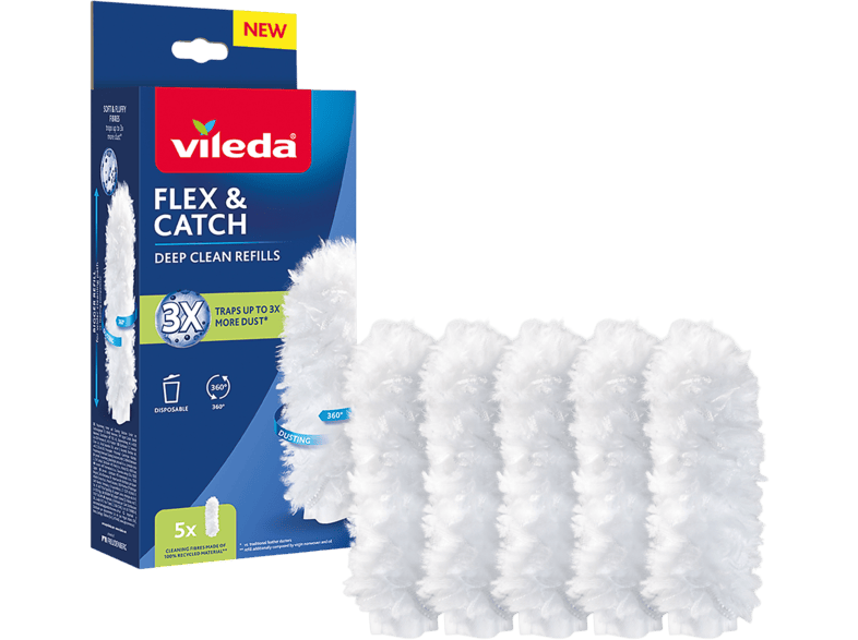 Vileda 765703 Flex & Match 5 Stück Staubwedel-Ersatzbezug