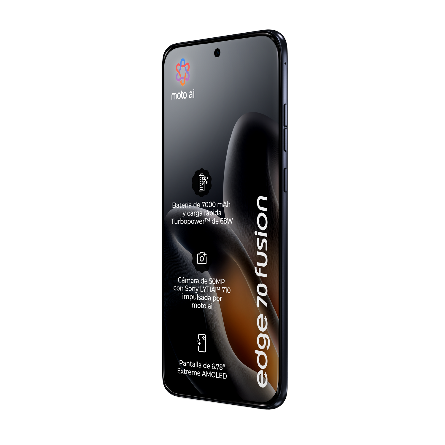 motorola edge 70 fusion, Silhouette, 256GB, 12GB RAM, 6.78" Extreme AMOLED, Qualcomm Snapdragon 7s Gen 3, 7000 mAh, Incluye Auriculares