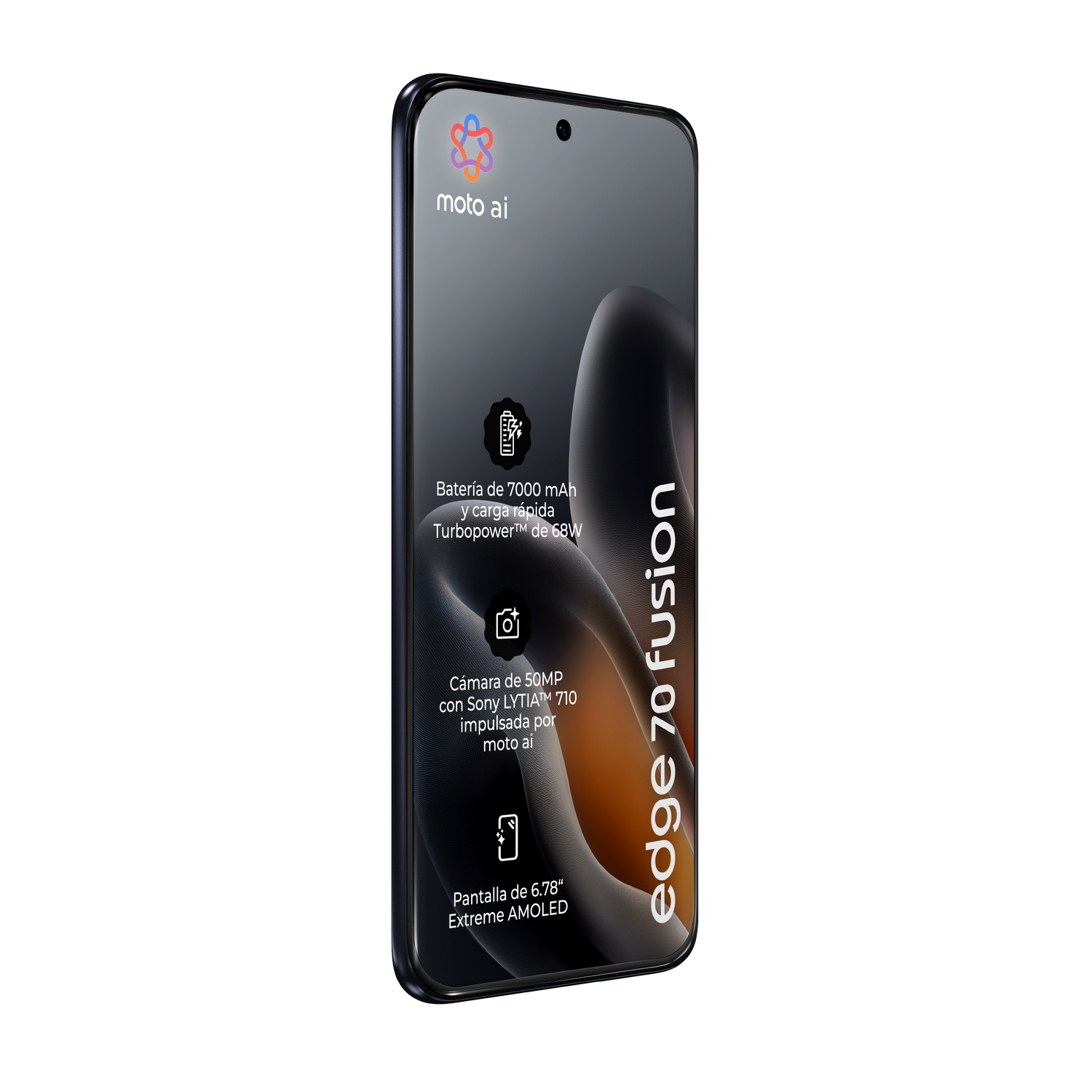 motorola edge 70 fusion, Silhouette, 256GB, 12GB RAM, 6.78" Extreme AMOLED, Qualcomm Snapdragon 7s Gen 3, 7000 mAh, Incluye Auriculares