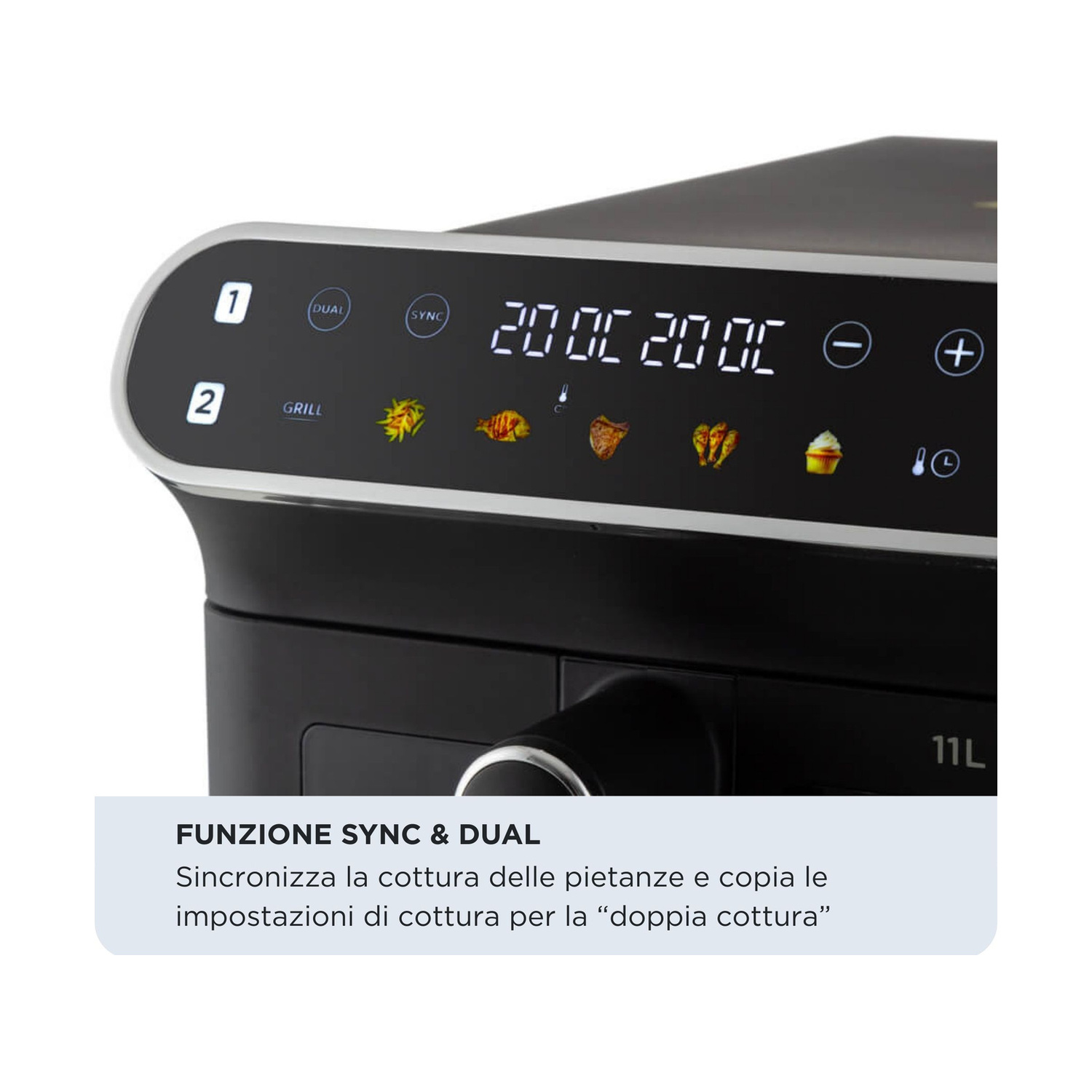 ARIETE AIRFRYER DOPPIA VERTICALE FRIGGITRICE AD ARIA, Max potenza 2460 W, 6 programmi, da 60 °C a 200 °C, NERO