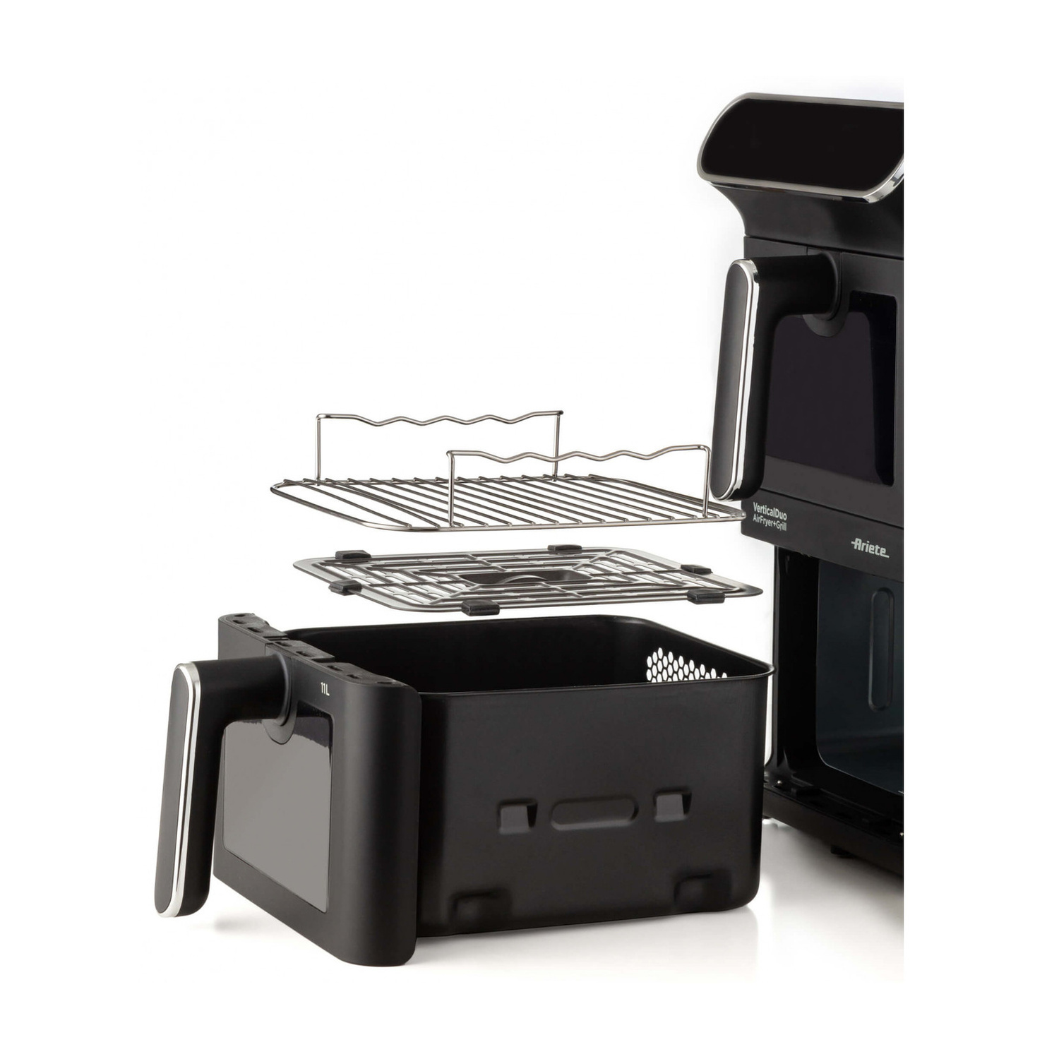 ARIETE AIRFRYER DOPPIA VERTICALE FRIGGITRICE AD ARIA, Max potenza 2460 W, 6 programmi, da 60 °C a 200 °C, NERO