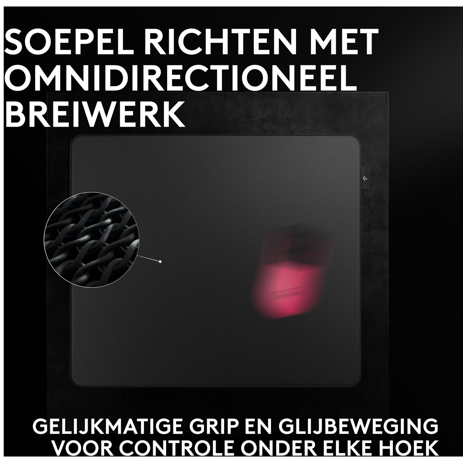 Gladde muismat met omnidirectioneel breiwerk en vloeiende muisbeweging.