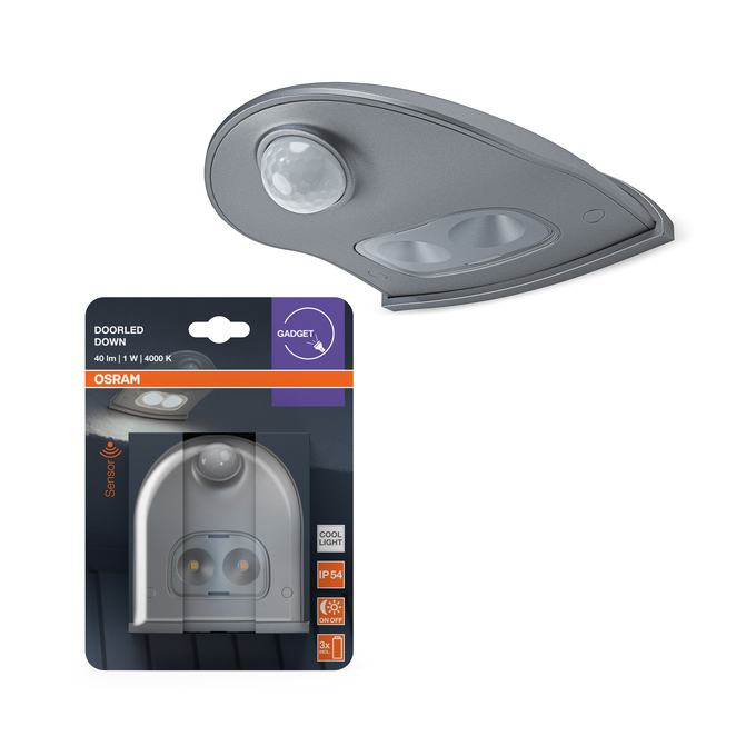 Osram LED fali lámpa mozgásérzékelővel és csomagolással.