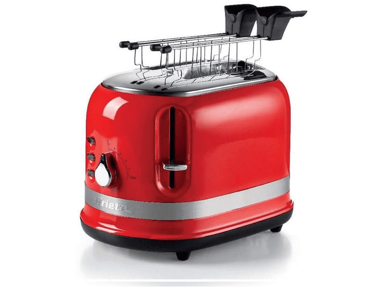 Tostapane ARIETE TOSTAPANE C/PINZE MODERNA, Potenza 815 W, Numero di fessure per tostare 2, Livelli tostatura 6 , Sistema sollevamento, Funzione scongelamento, Raccoglitore briciole, ROSSO