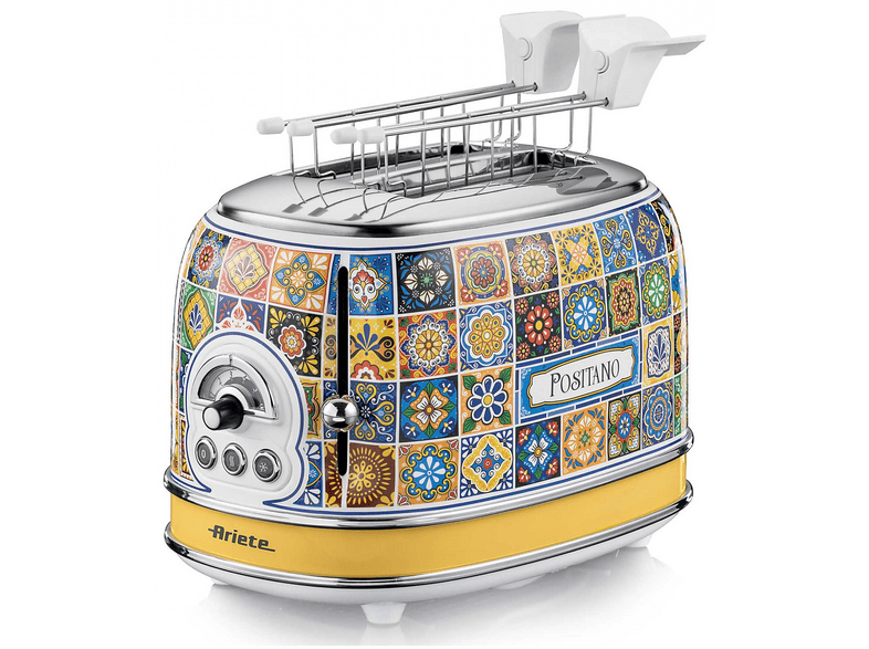 Tostapane ARIETE TOSTAPANE 2 FT POSITANO, Potenza 810 W, Numero di fessure per tostare 2, Livelli tostatura 6 , Sistema sollevamento, Funzione scongelamento, Raccoglitore briciole, MULTICOLORE