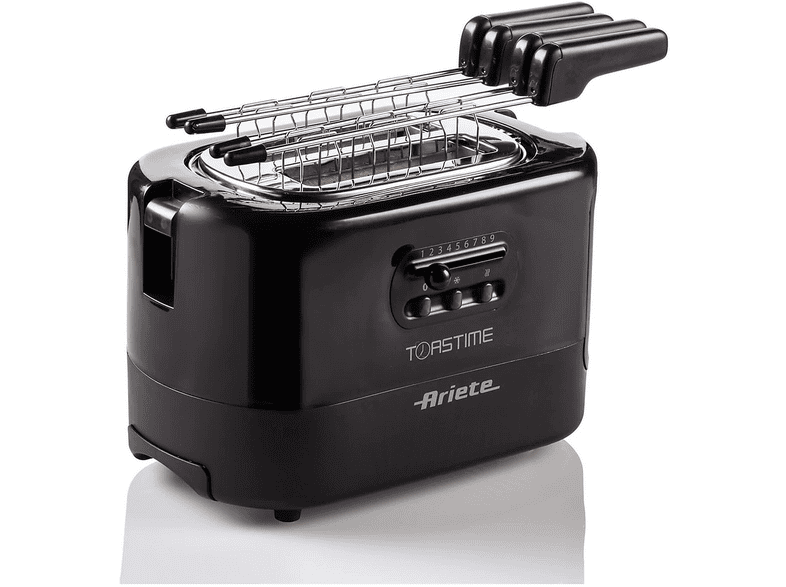 Tostapane ARIETE TOASTIME, Potenza 700 W, Numero di fessure per tostare 2, Livelli tostatura 9 , Sistema sollevamento, Funzione scongelamento, Raccoglitore briciole, NERO