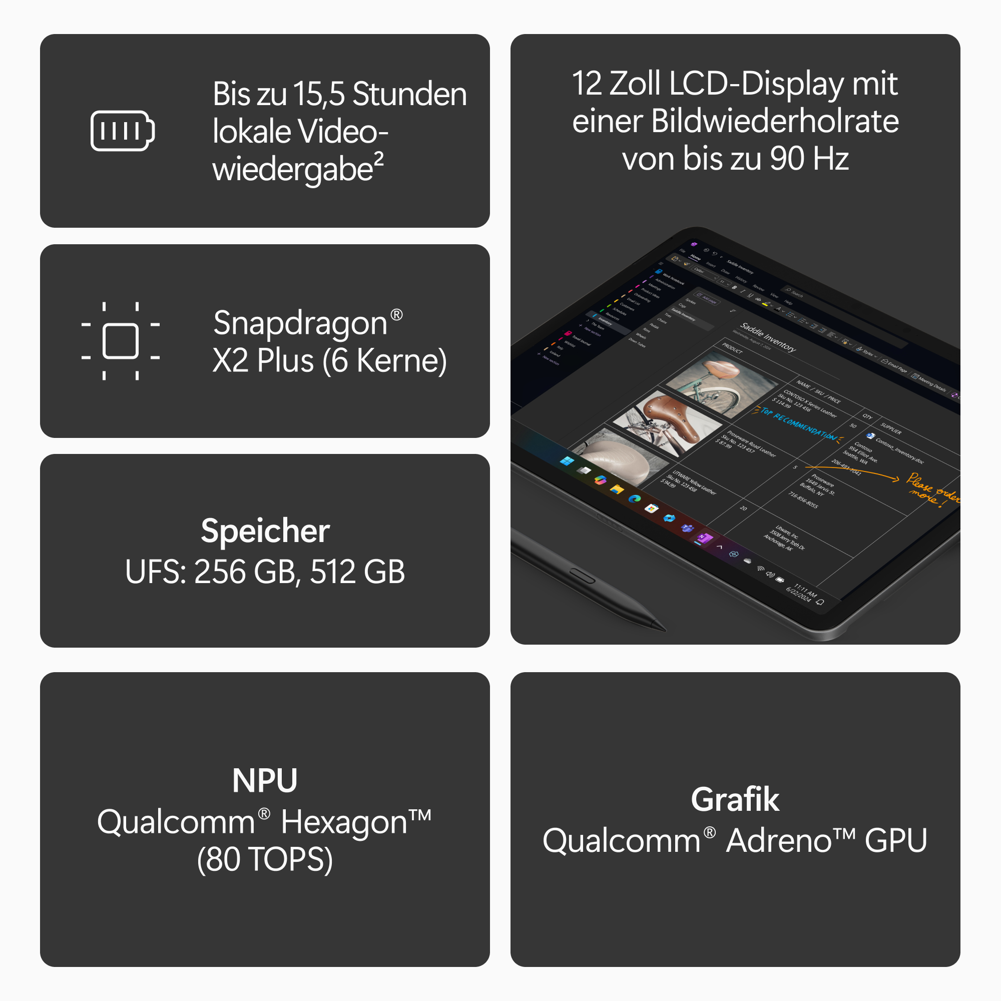 MICROSOFT Surface Pro, 12 Zoll LCD, Snapdragon® X2 Plus (6 Kerne), 16GB RAM, 512GB UFS, Schwarz, Windows 11 Home, neuestes Modell (2. Edition)
