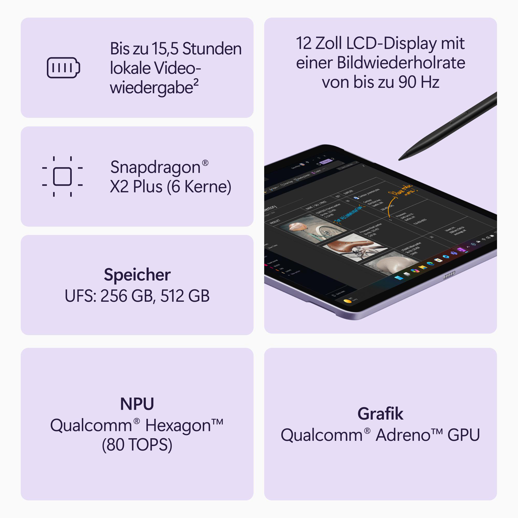 MICROSOFT Surface Pro 12 Tablet Convertible, 12 Zoll, Qualcomm Snapdragon X2 Plus, 16 GB, 256 GB, Windows 11 Home, Adreno™ Onboard Graphics