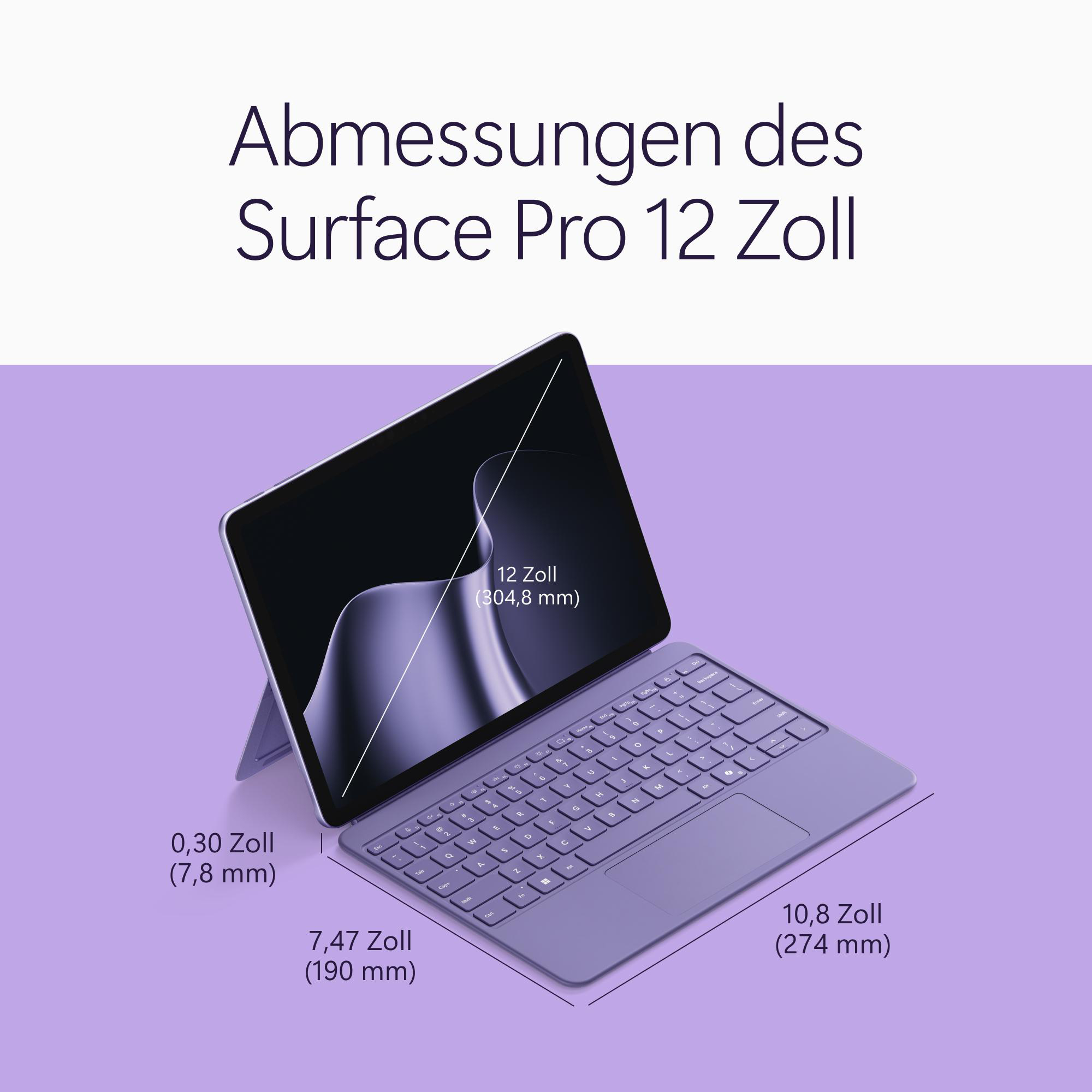 MICROSOFT Surface Pro 12 Tablet Convertible, 12 Zoll, Qualcomm Snapdragon X2 Plus, 16 GB, 256 GB, Windows 11 Home, Adreno™ Onboard Graphics