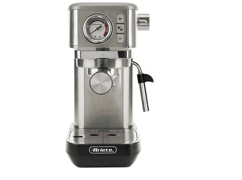 MACCHINA CAFFÉ ARIETE CAFFE ESPR.SLIM+MANOMETRO, Compatibile con Macinato e Cialde, Pressione pompa 15 bar, Potenza 1300 W, Serbatoio acqua 1,1 l, Disattivazione automatica, METAL
