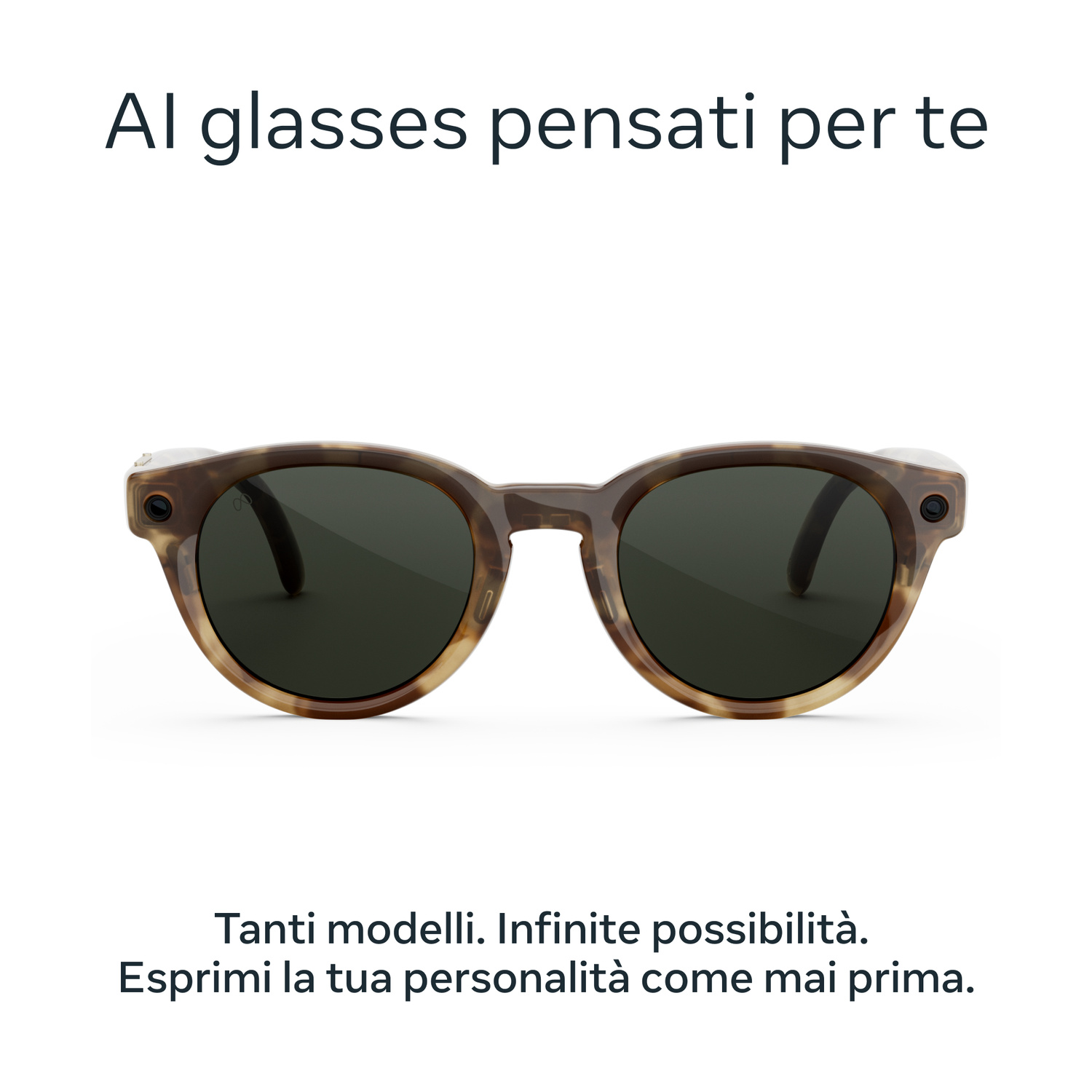Occhiali da sole AI tartarugati marroni su sfondo bianco.