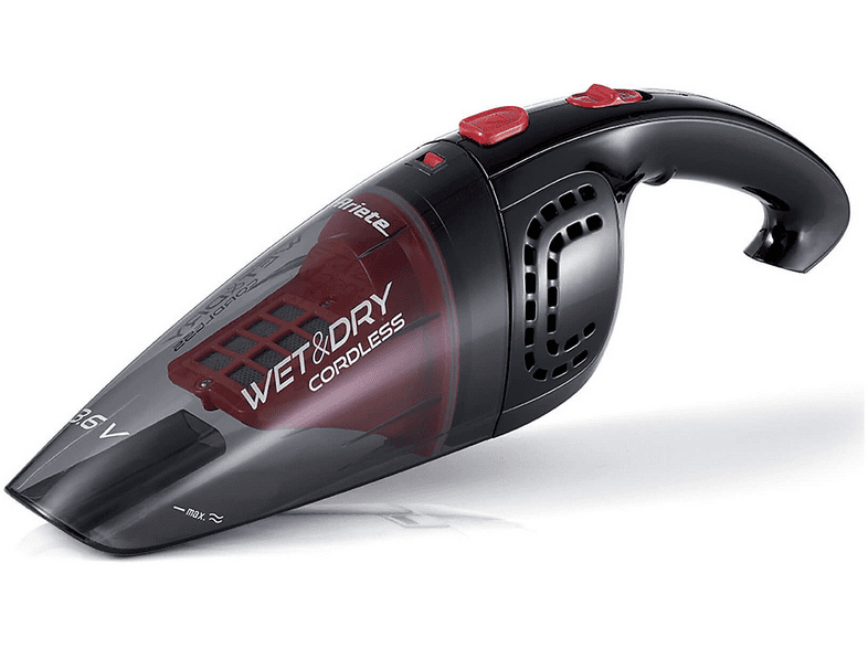 ASPIRABRICIOLE ARIETE CORDLESS , Potenza Max 21,6 W, Autonomia fino a 12 min, Contenitore polvere 0,4 l, nero/rosso
