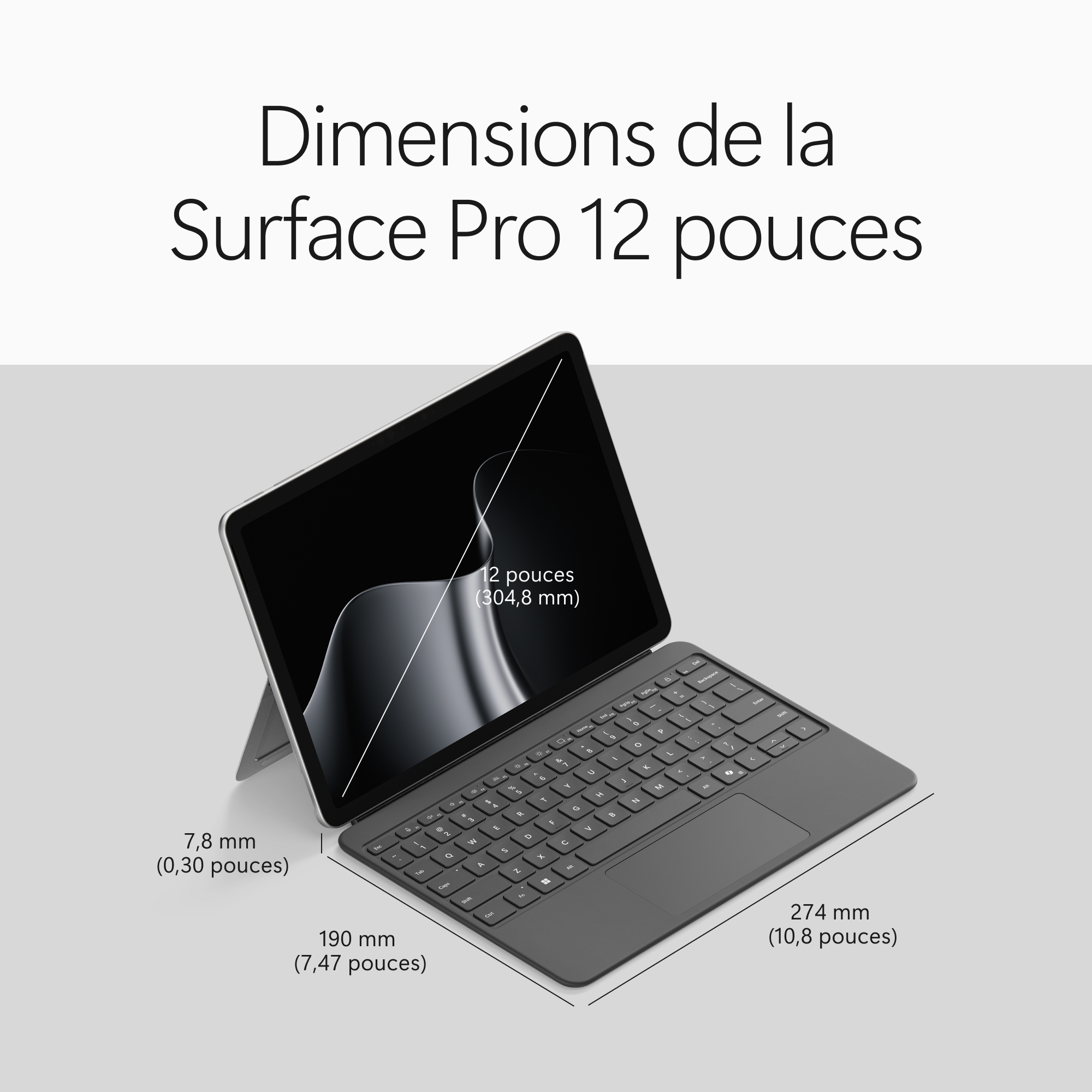 MICROSOFT Surface Pro, 12" LCD, Snapdragon® X2 Plus (6 cœurs), 16Go RAM, 256Go UFS, Platine, Windows 11 Home, Dernier modèle (2e édition)