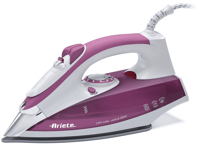 FERRO A VAPORE ARIETE 2200 W, Potenza massima Colpo di vapore 156 g/min, Vapore continuo fino a 20 Serbatorio acqua 280 ml, Sistema anticalcare integrato, Piastra in - acciaio inox