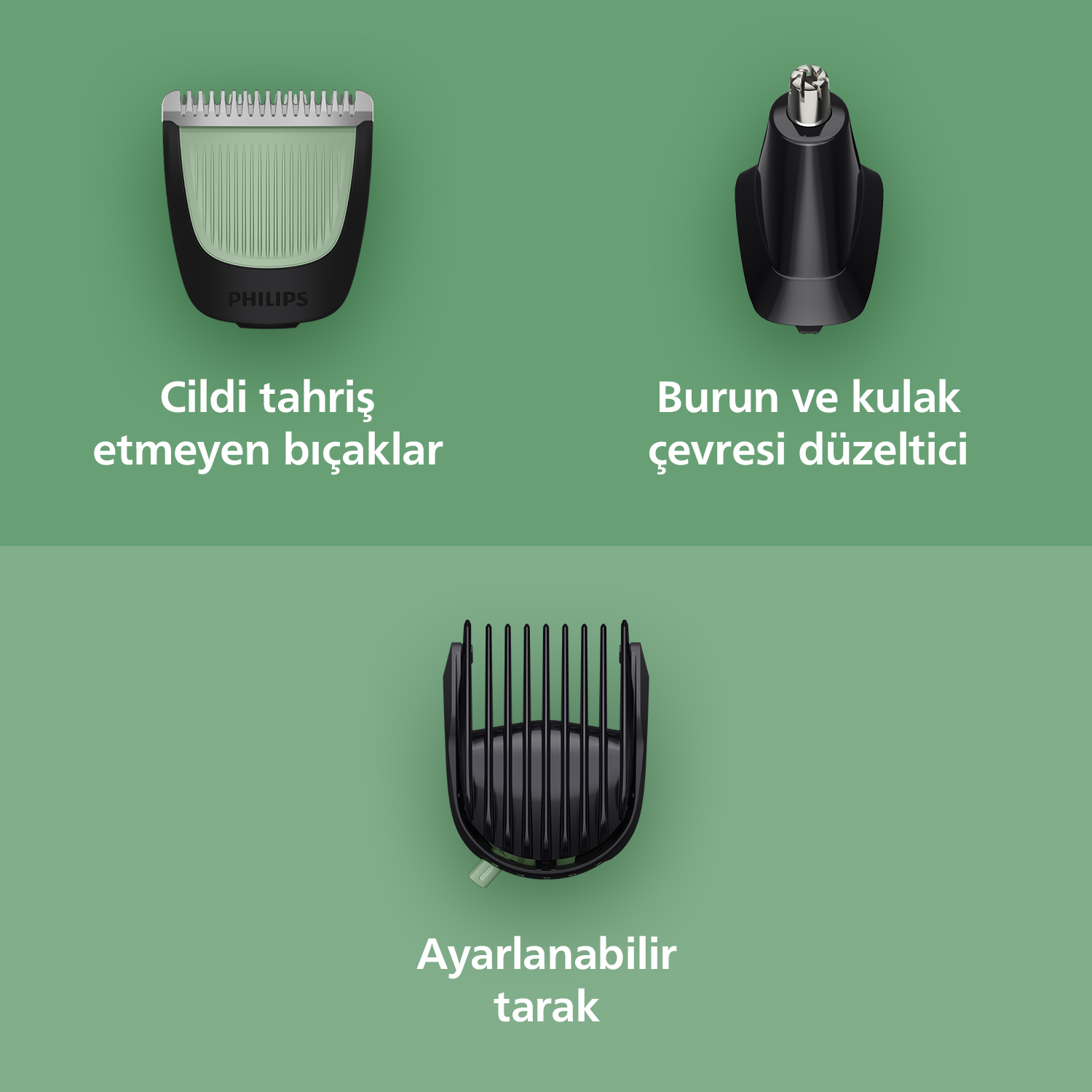 PHILIPS 3000 Serisi 7 in 1, Erkek Bakım Seti, Yüz&Saç Tıraş Makinesi, Cilt Dostu Bıçaklar, MG3930/15